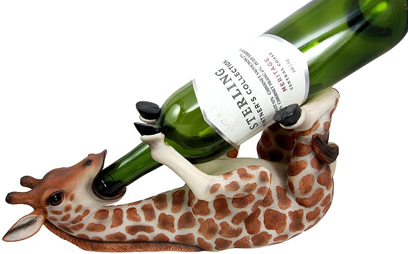 Ebros Gift Ebros Safari Tall Drink Thirsty Long Necked Giraffe Wine Bottle Holder Caddy Figurine Home Kitchen Party Hosting Decor Sculpture of Savanna Grasslands Wild Animals Giraffes Housewarming Gift (1) - Image 2